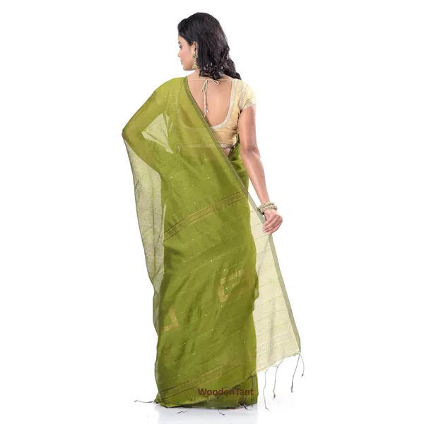Light_Green_Handloom_Cotton_Silk_Saree_With_Blouse_Piece_For_Women