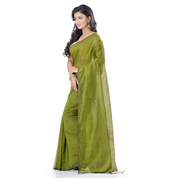 Light_Green_Handloom_Cotton_Silk_Saree_With_Blouse_Piece_For_Women