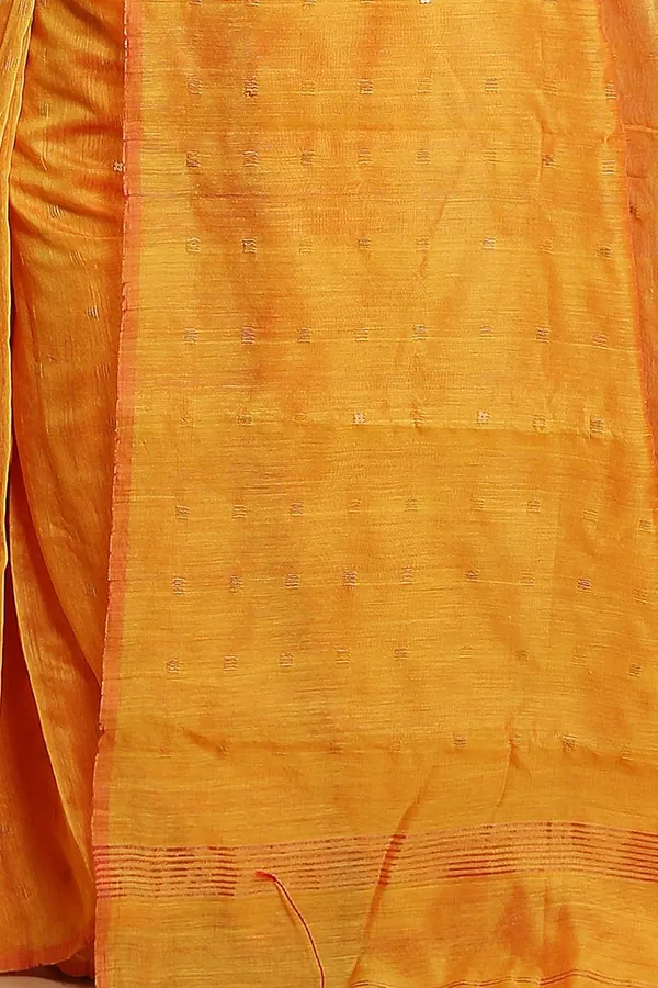 Yellow_Cotton_Silk_Woven_Sequins_Saree_With_Blouse_Piece_For_Women