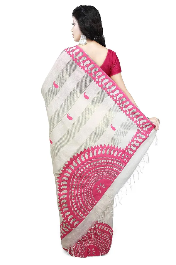 Off_White_Cotton_Applique_Saree_With_Kalka_Design_For_Women