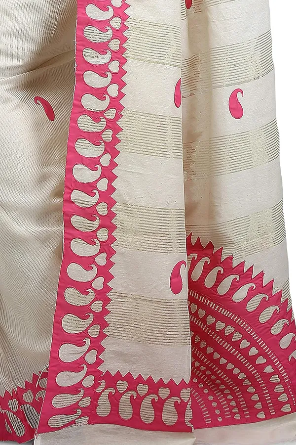 Off_White_Cotton_Applique_Saree_With_Kalka_Design_For_Women