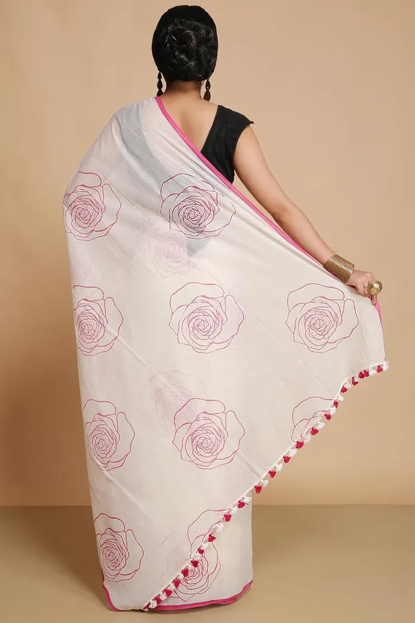 White_&_Pink_Pure_Cotton_Traditional_Ethnic_Saree_With_Print_Elegant_61_Meter_Saree_Festive_Casual_Wear_For_Women