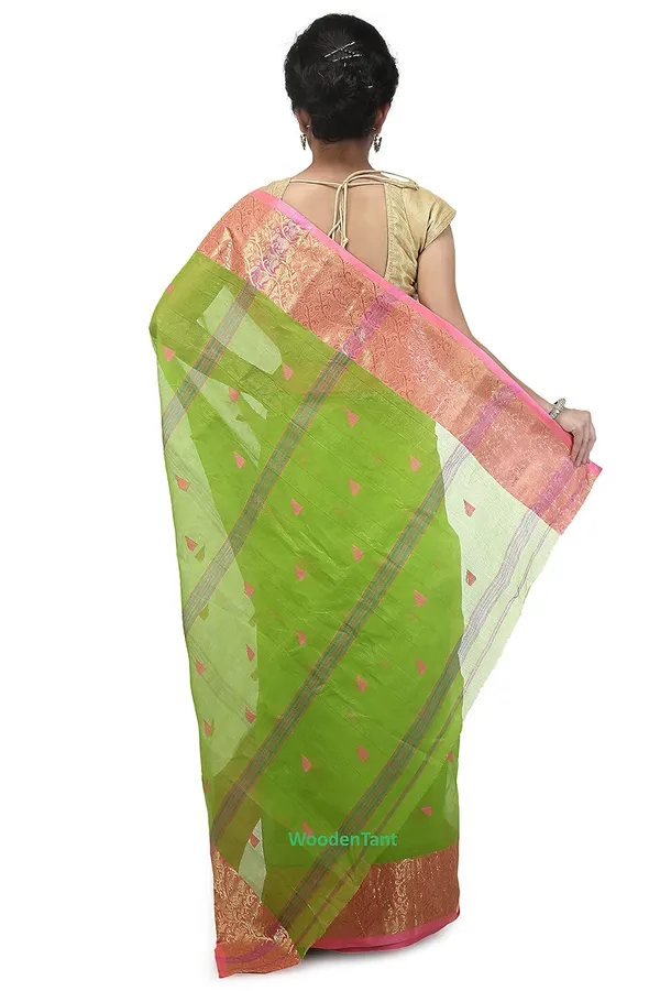 Green_Cotton_Saree_Without_Blouse_Piece_For_Women