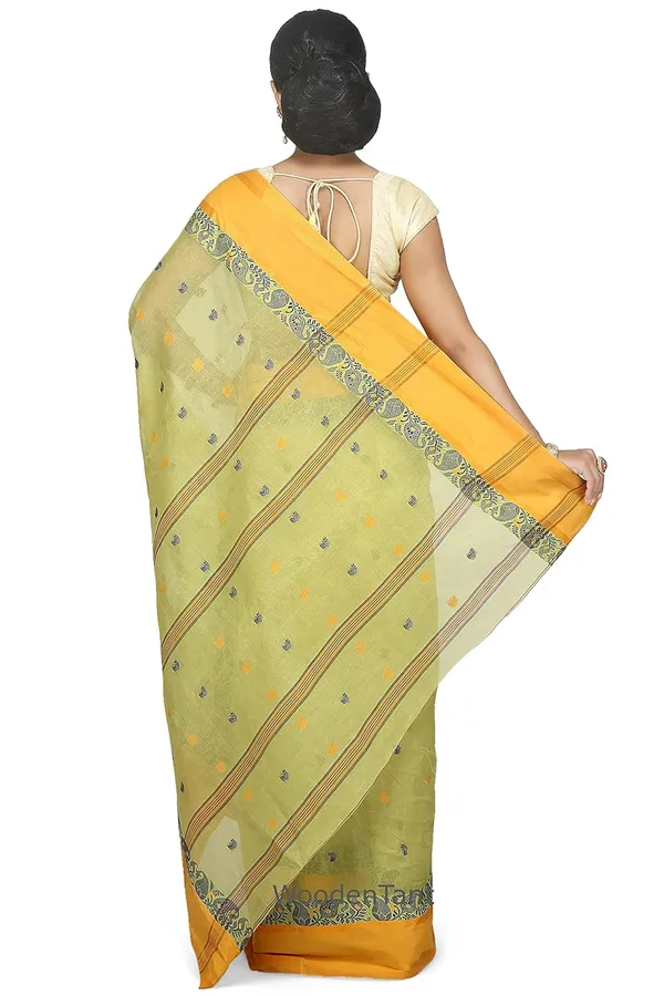 Light_Green_Pure_Cotton_Saree_Without_Blouse_Piece_For_Women