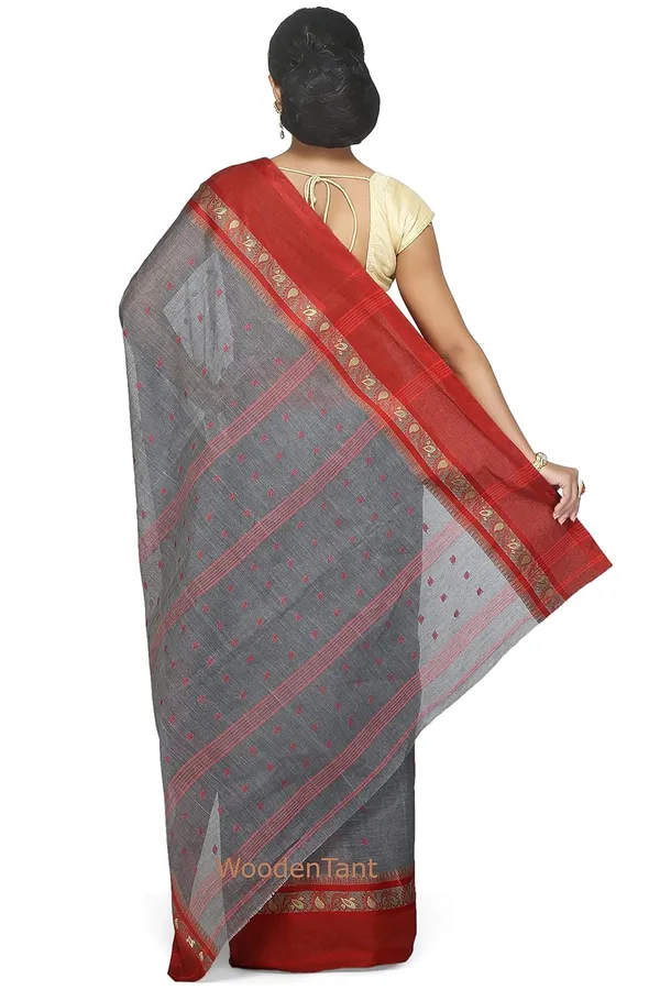 Grey_Pure_Cotton_Saree_Without_Blouse_Piece_For_Women
