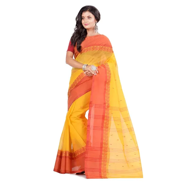 Yellow_Pure_Cotton_Saree_With_Starch_Without_Blouse_Piece_For_Women