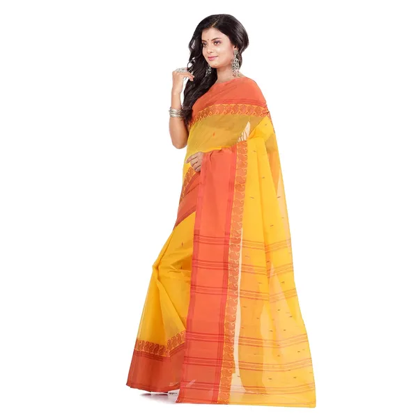 Yellow_Pure_Cotton_Saree_With_Starch_Without_Blouse_Piece_For_Women