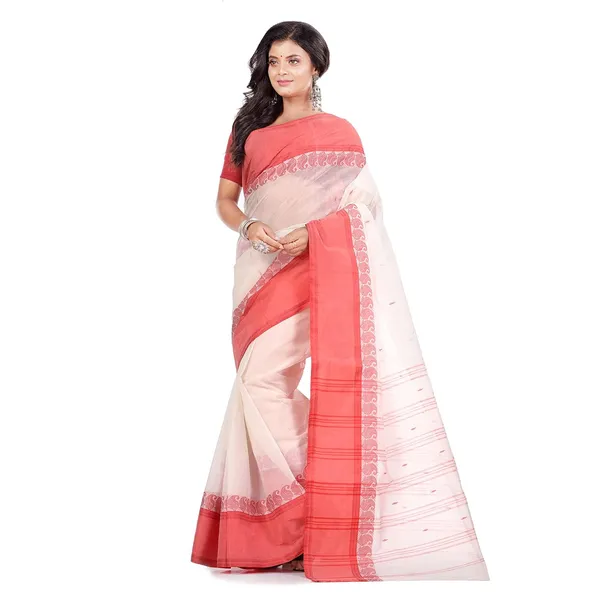 White_Pure_Cotton_Saree_With_Starch_Without_Blouse_Piece_For_Women