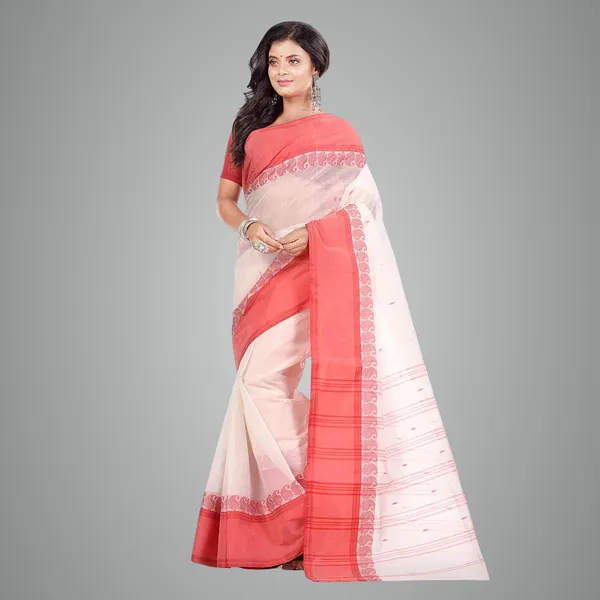 White_Pure_Cotton_Saree_With_Starch_Without_Blouse_Piece_For_Women