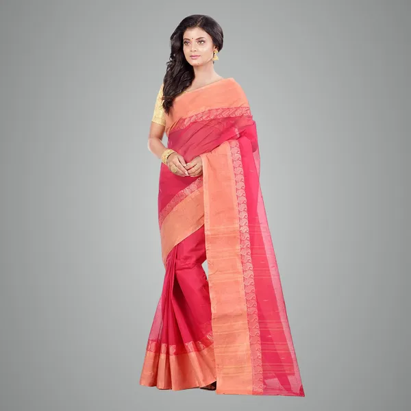 Pink_Pure_Cotton_Saree_With_Starch_Without_Blouse_Piece_For_Women