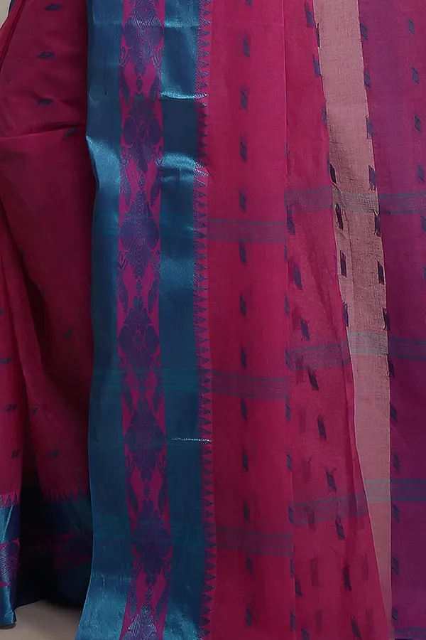 Pink_Cotton_Saree_With_Velvet_Border_Without_Blouse_Piece_For_Women