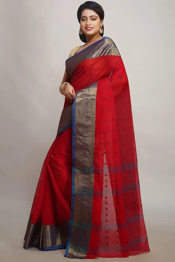 Rose_Red_Cotton_Saree_For_Women