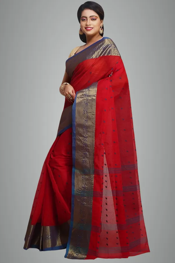 Rose_Red_Cotton_Saree_For_Women