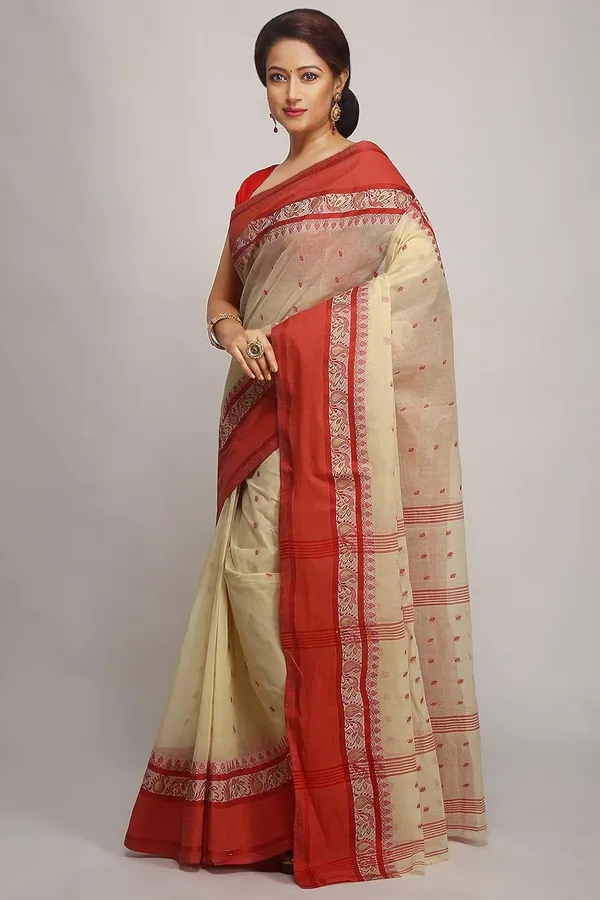 Beige__Pure_Cotton_Saree_Without_Blouse_Piece_For_Women