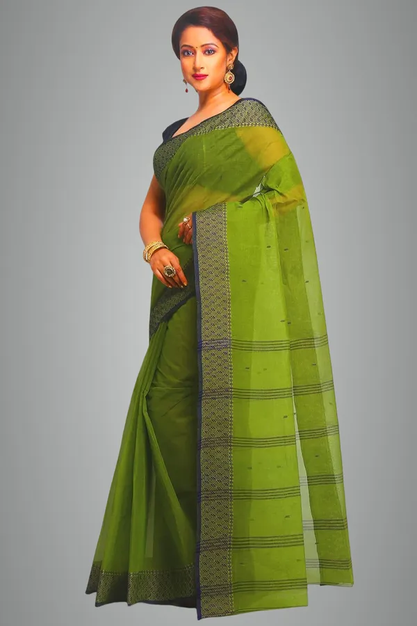 Pista_Green_Traditional_Bengali_Cotton_Saree_For_Women