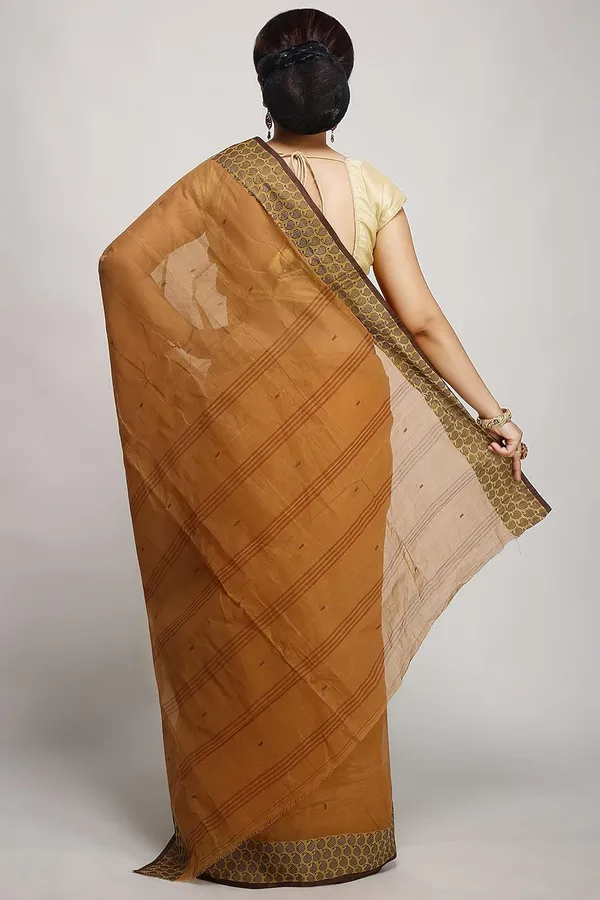 Brown_Cotton_Saree_Without_Blouse_Piece_For_Women