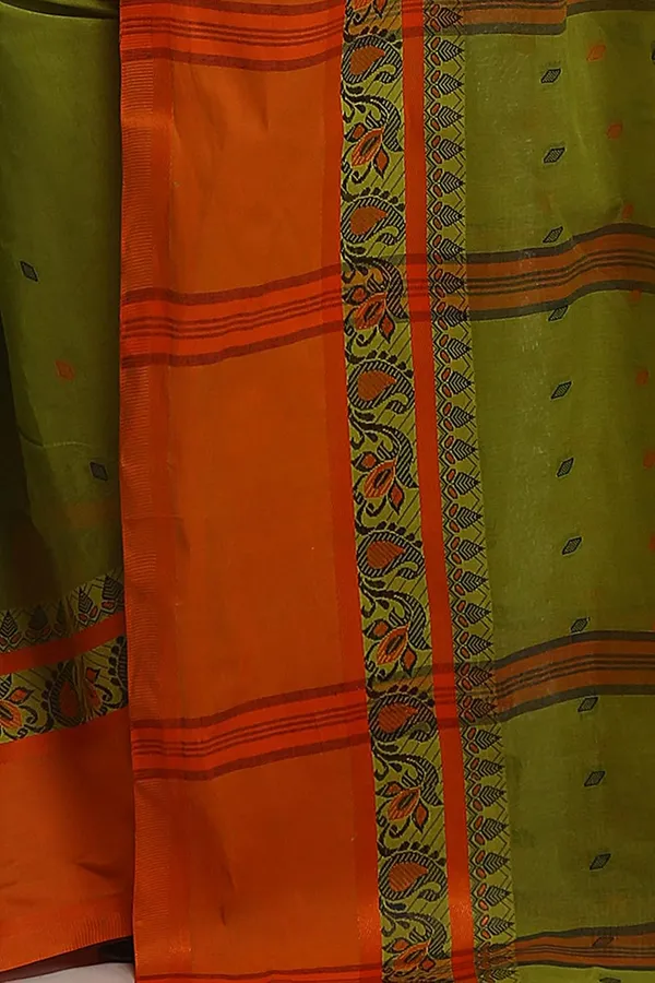 Pista_Green_Cotton_Saree_With_Starch_Bright_Solid_Border_Without_Blouse_Piece_For_Women