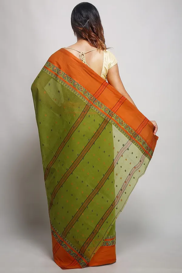 Pista_Green_Cotton_Saree_With_Starch_Bright_Solid_Border_Without_Blouse_Piece_For_Women