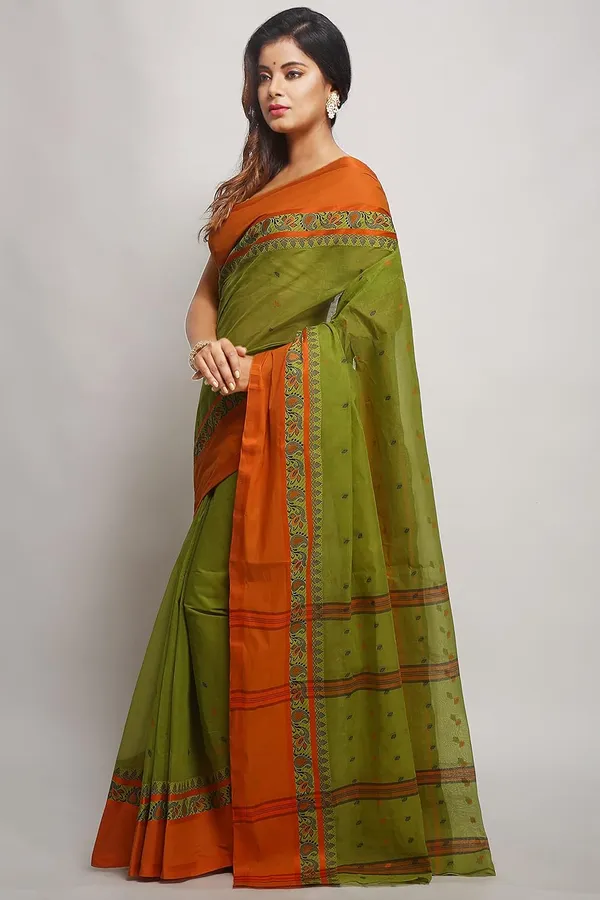 Pista_Green_Cotton_Saree_With_Starch_Bright_Solid_Border_Without_Blouse_Piece_For_Women