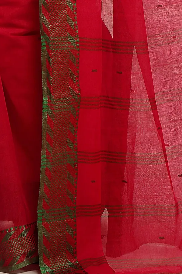 Red_Traditional_Bengali_Cotton_Saree_For_Women