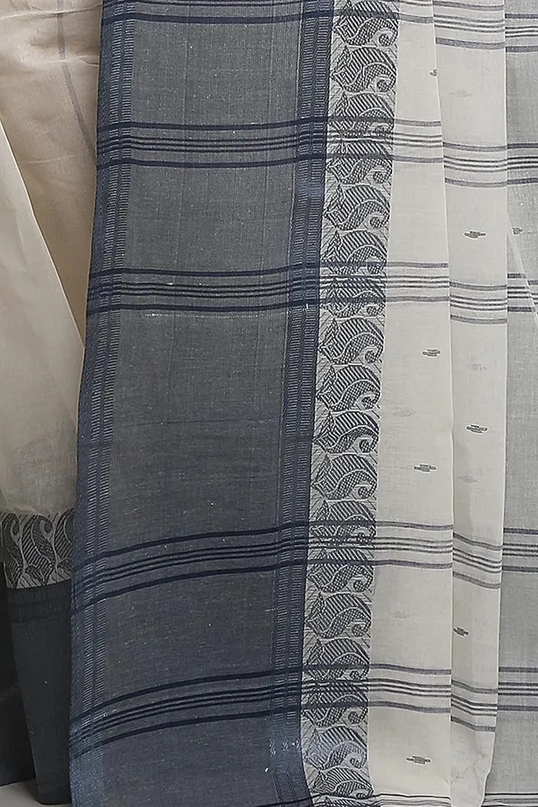 White_Cotton_Saree_With_Bright_Solid_Border_Without_Blouse_Piece_For_Women