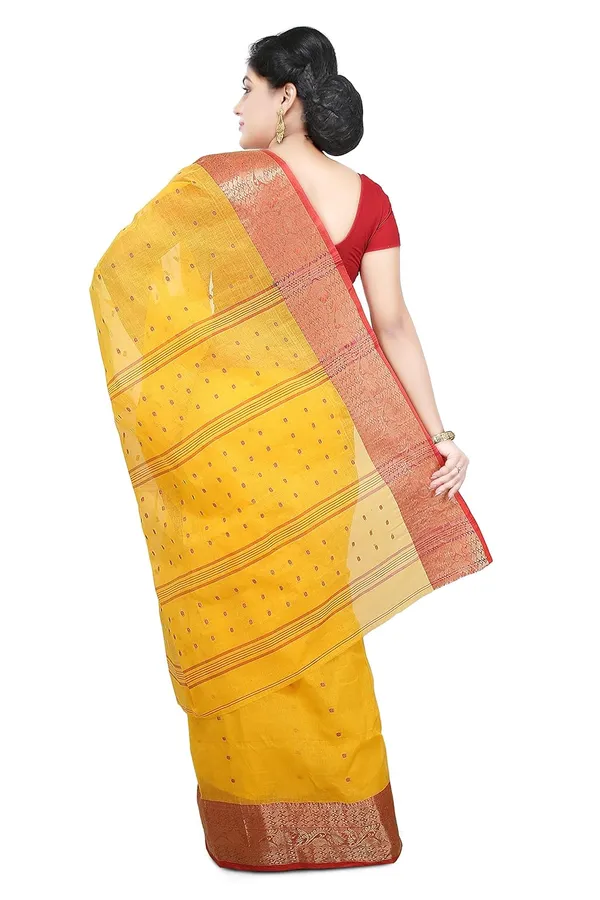 Yellow_Cotton_Saree_With_Starch_Wcs25_For_Women