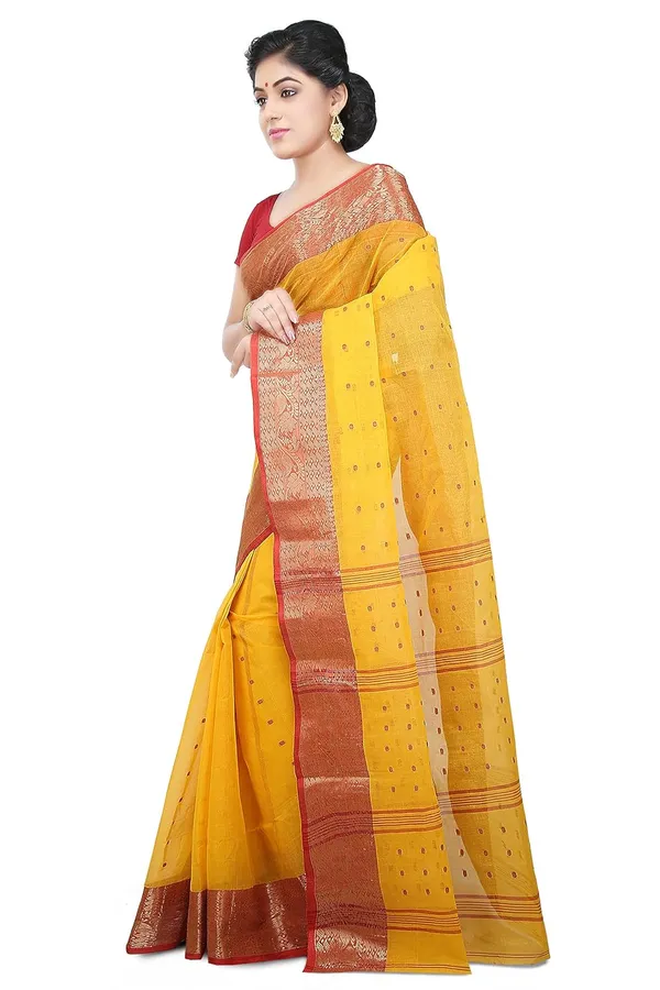 Yellow_Cotton_Saree_With_Starch_Wcs25_For_Women