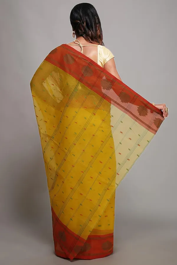 Yellow_Woven_Pure_Cotton_Saree_Without_Blouse_Piece_For_Women