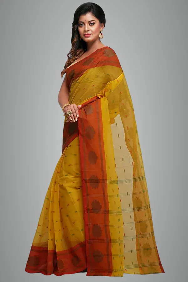 Yellow_Woven_Pure_Cotton_Saree_Without_Blouse_Piece_For_Women