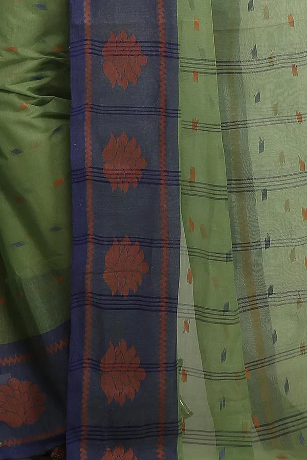 Green_Woven_Pure_Cotton_Saree_Without_Blouse_Piece_For_Women