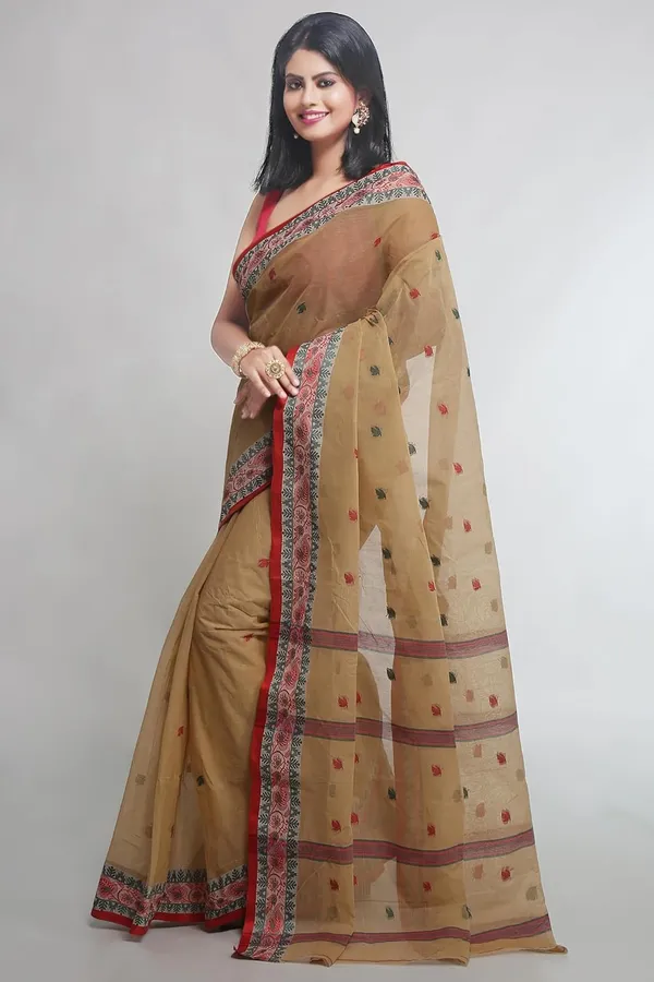 Beige_Pure_Cotton_Saree_With_Designer_Border_For_Women