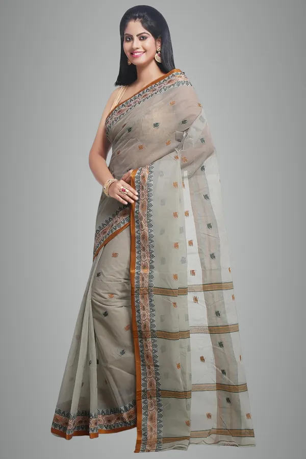 Grey_Pure_Cotton_Saree_With_Designer_Border_For_Women