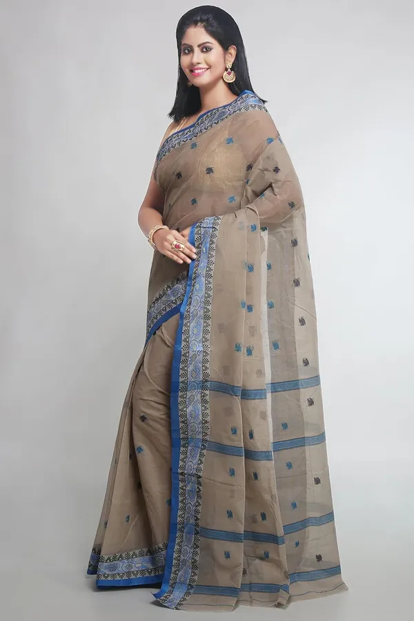 Beige_Pure_Cotton_Saree_With_Designer_Border_For_Women
