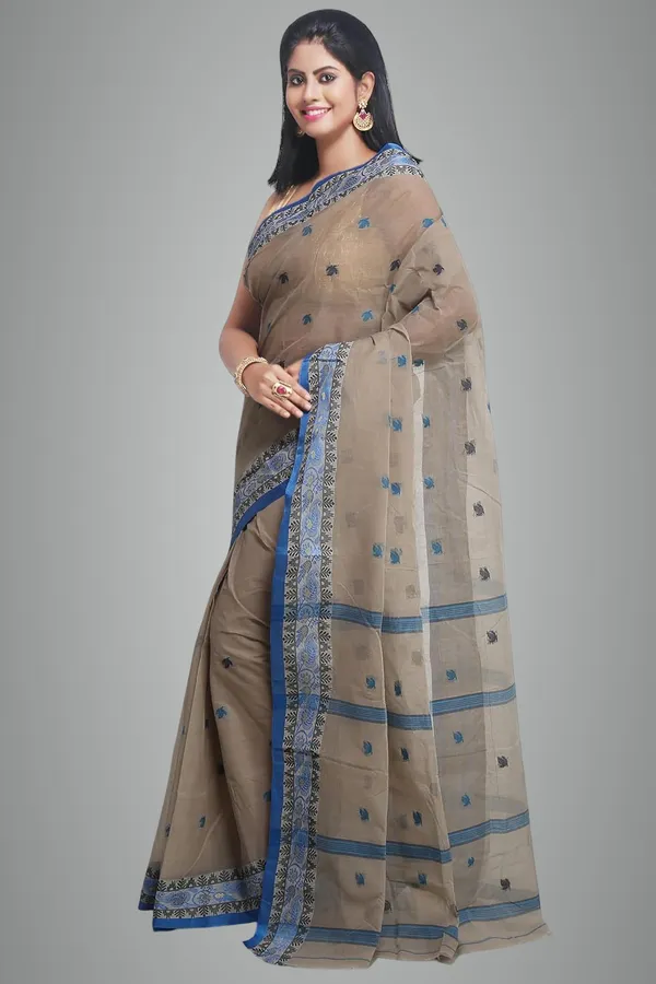 Beige_Pure_Cotton_Saree_With_Designer_Border_For_Women
