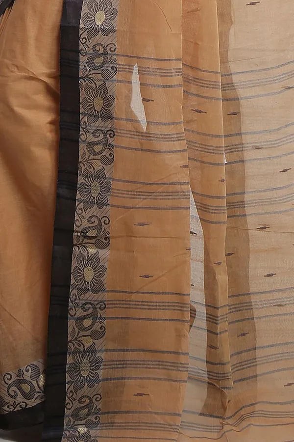 Beige_Pure_Cotton_Saree_With_Designer_Velvet_Border_For_Women