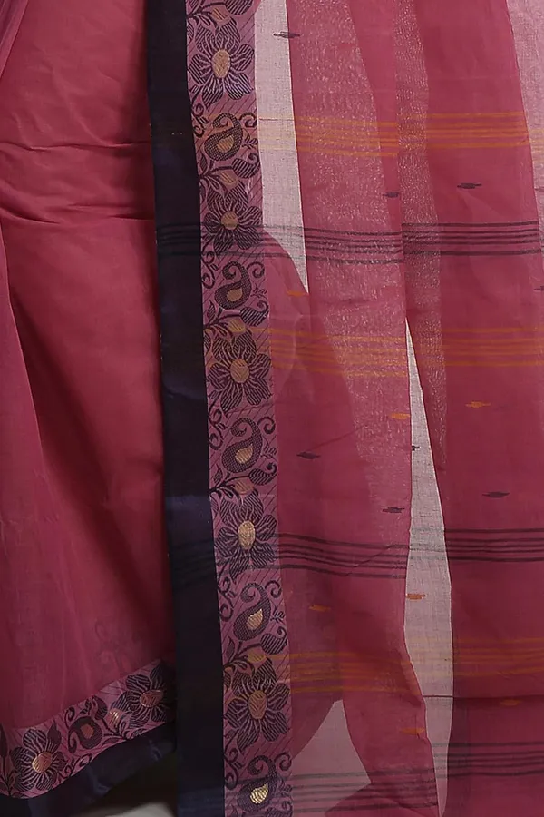 Pink_Pure_Cotton_Saree_With_Designer_Velvet_Border_For_Women