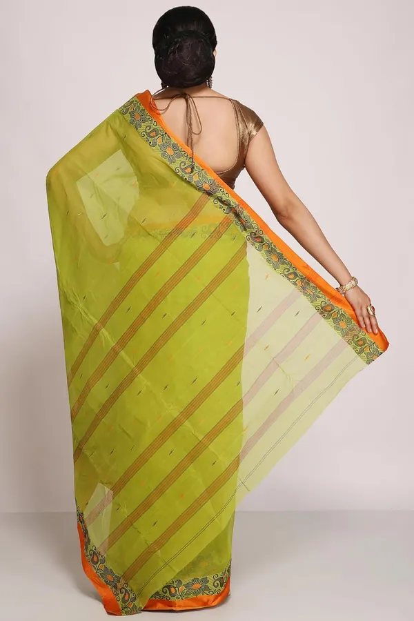 Green_Pure_Cotton_Saree_Designer_Velvet_Border_Without_Blouse_Piece_For_Women