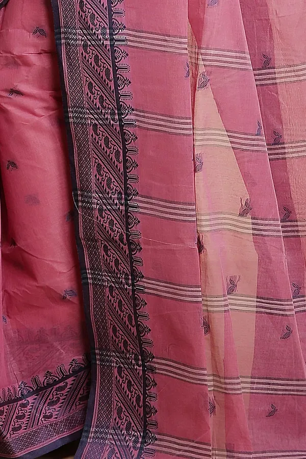 Pink_Pure_Cotton_Saree_With_All_Over_Leaf_Work_With_Designer_Cotton_Thread_Border_For_Women