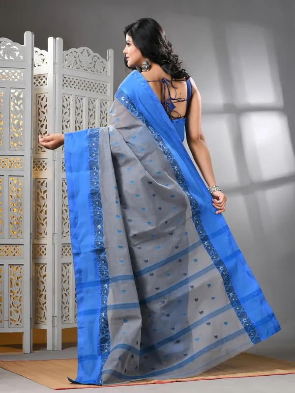 Grey_Melange_Pure_Cotton_Saree_With_Solid_Border_With_Starch_For_Women