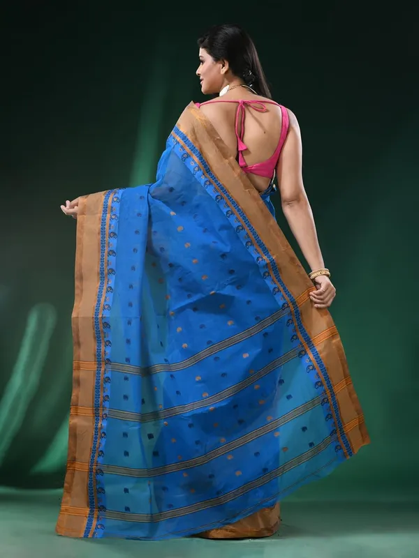 Royal_Blue_Pure_Cotton_Saree_With_Solid_Border_With_Starch_For_Women