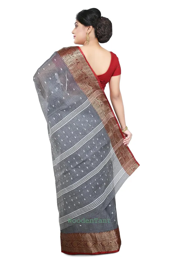 Grey_Pure_Cotton_Saree_Without_Blouse_Piece_For_Women