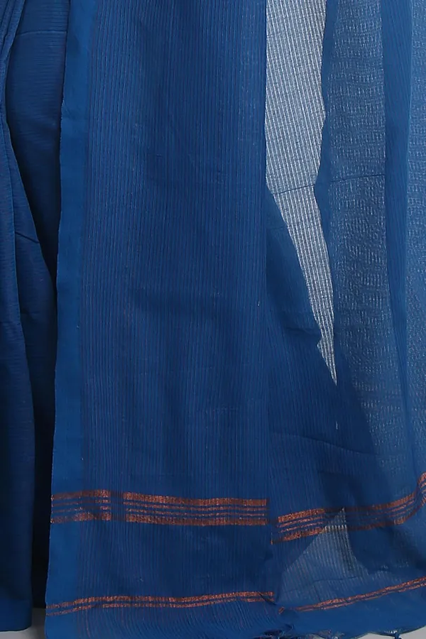 Blue_Cotton_Saree_With_Allover_Golden_Zari_Stripe_For_Women