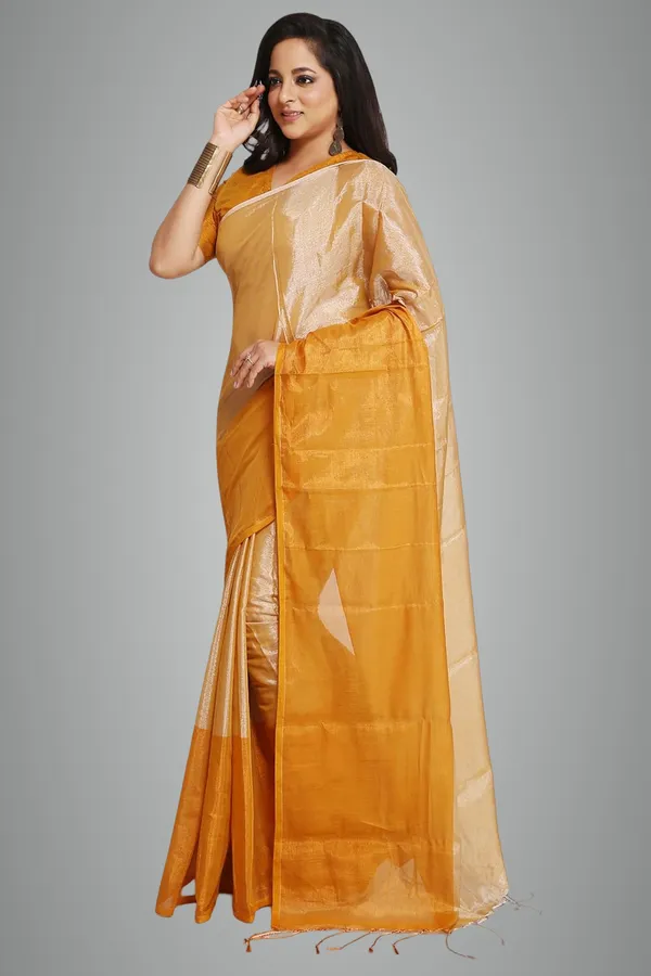 Golden_Handloom_Tissue_Zari_Plain_Saree_With_Big_Border_Without_Blouse_Piece_For_Women