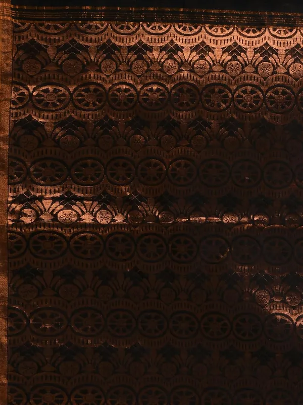 Black_Cotton_Silk_Handloom_Banarasi_Saree_With_Exquisite_Designer_Border_For_Women