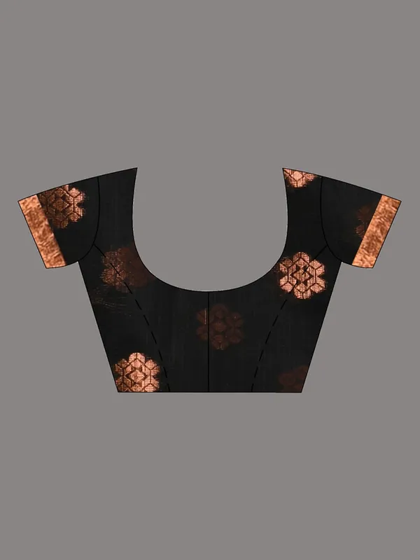 Black_Cotton_Silk_Handloom_Banarasi_Saree_With_Pure_Copper_Zari_Designer_Border_For_Women