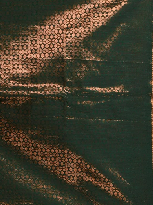 Green_Cotton_Silk_Handloom_Banarasi_Saree_With_Pure_Copper_Zari_Designer_Border_For_Women