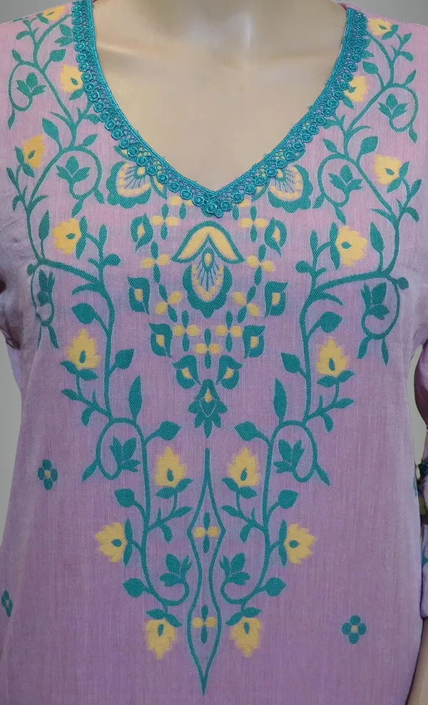 Mauve_Woven_Jamdani_Kurti_With_All_Over_Buti_Work_For_Women