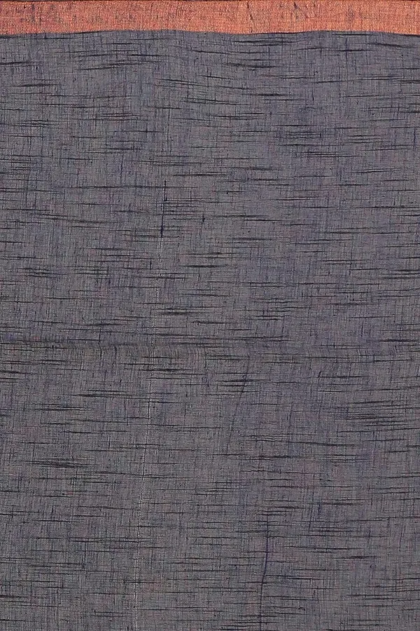 Navy_Blue_Pure_Linen_Solid_Saree_With_Blouse_Piece_For_Women