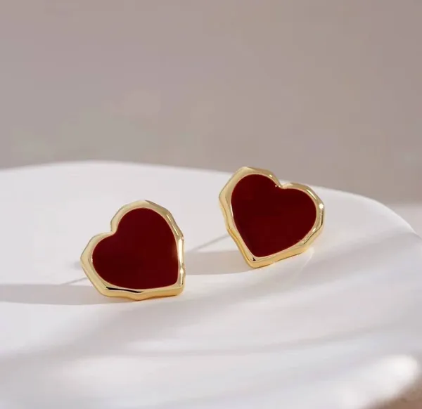 Golden_and_red_heart_Studs