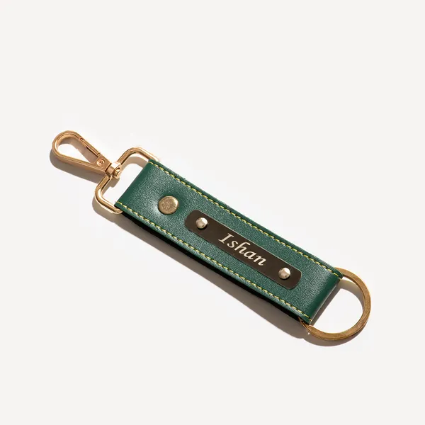Green_Personalized_Leather_Keychain